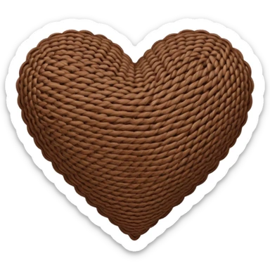 Knitted brown heart  sticker