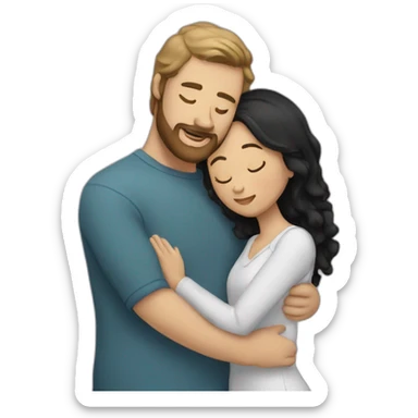White man brown beard and hair hugging woman with long black hair sticker