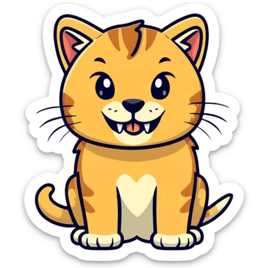 saber-toothed cat with prominent tusks, prehistoric tiger sticker
