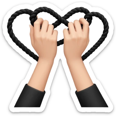 Black rope on female hands  sticker