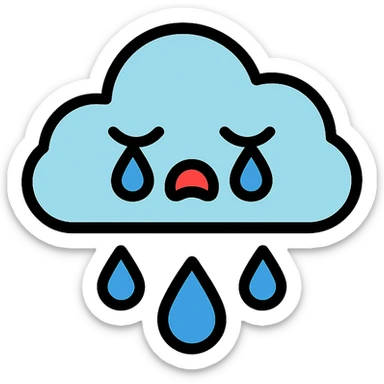 crying cloud icon with color outline style sticker