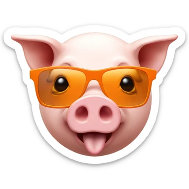 3d pig face using sunglass orange hungry  sticker