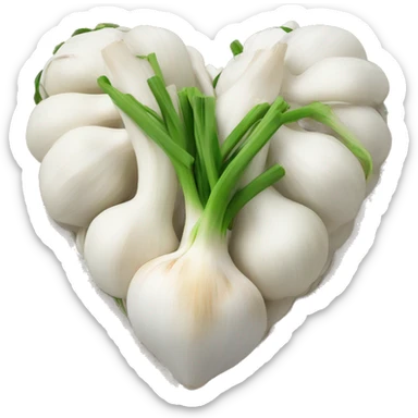 white heart adorned with garlic garland sticker