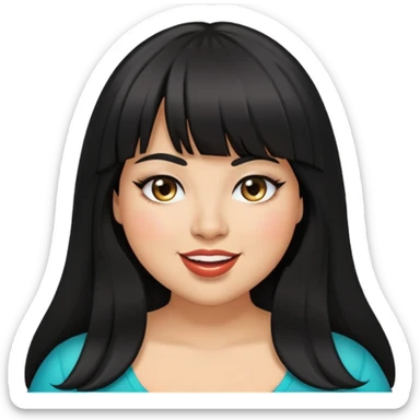 Latina female with bangs black long hair plus size eye wink sticker