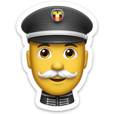 Bonhomme avec une petite moustache des cheveux noir et un uniforme militaire allemand et un brassard sticker