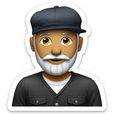 maestro con una linea de barba sin bigote, sin cabello con gorra y ropa casual sticker