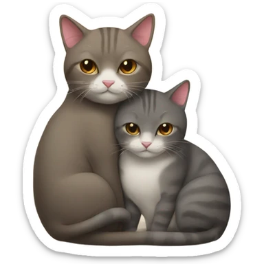 2 cats hugging sticker