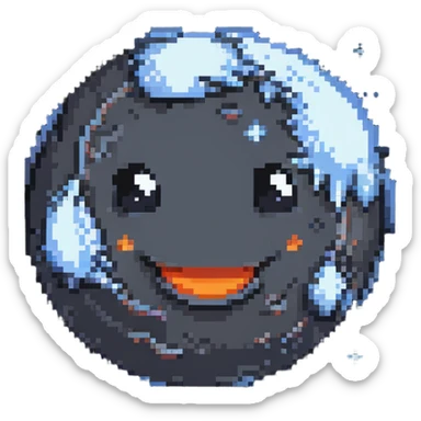 smoky volcanic planet with wispy clouds and a cute smiling face sticker