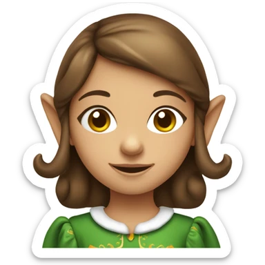 Brown haired little girl Christmas elf sticker
