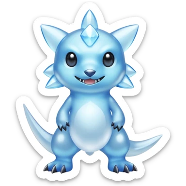 Pale Frosty Glassy Ice-Blue Cool Pokémon-Fakémon-Digimon-Creature, (full body) sticker
