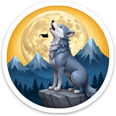 Wolf howling at the moon sticker