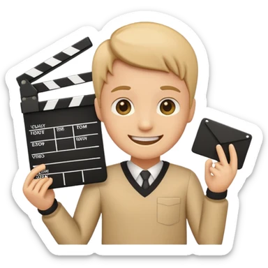 playful video editor emoji with clapperboard and timeline sticker