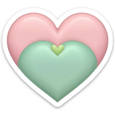 A half pastel green half pastel pink heart sticker