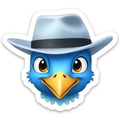 Crazy funny Articuno head with human white teeth and beautiful smile wearing glasses and hat sticker