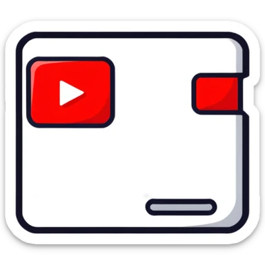 YouTube logo, red rounded rectangle with white play button sticker