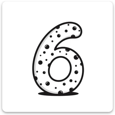 Handdrawn number six with pearl accents sticker