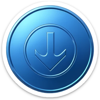 blue coin with a symbol sticker