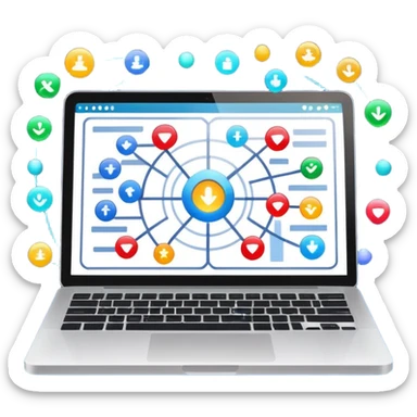 laptop screen showing a plan diagram with sparkles sticker