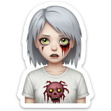 zombie girl with emo hair and white shirt emoji sticker