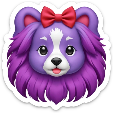 Hair bow on a purple dog sticker