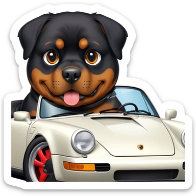 Rottweiler in a Porsche 911 sticker