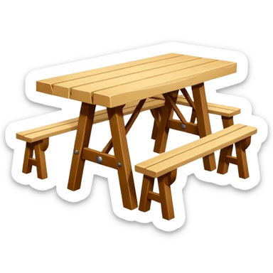 mesa alta color madera natural con bancas altas de color madera natural sticker