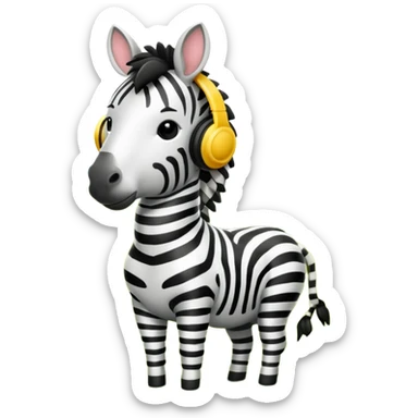A zebra listening to music sticker