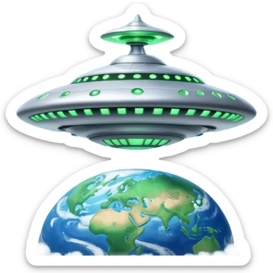 UFO mother ship attacking round earth sticker