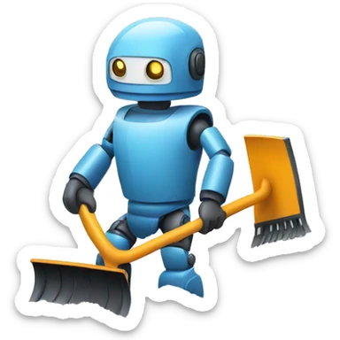 Robot snow shoveling sticker
