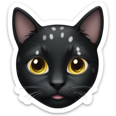 black cat with white spots sticker