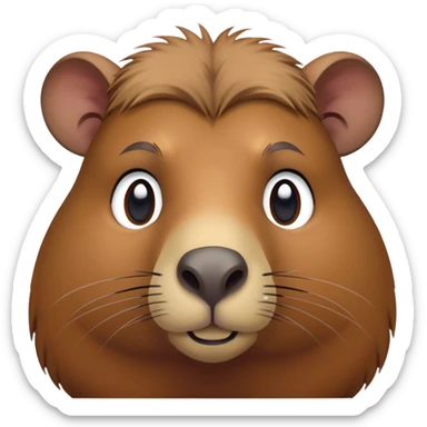 Cinematic Noble Capybara Portrait Emoji, Poised and serene, with a robust, rounded build and a distinctly capybara head featuring a broad, slightly flattened face, short snout and small, rounded ears, covered in soft, earthy fur and gentle, wise eyes, Simplified yet sharp and sophisticated features, highly detailed, glowing with a warm, natural glow, high shine, intelligent and calm, stylized with an air of understated authority, focused and attentive, soft glowing outline, capturing the essence of a watchful and confident capybara guardian that feels as though it could step out of the screen with effortless authority! sticker