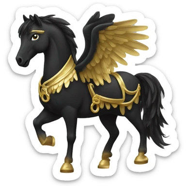 Black Pegasus, golden horseshoes on its hooves  sticker