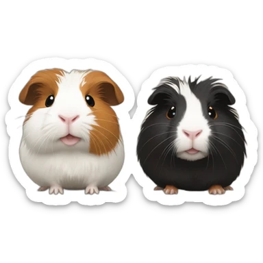 Soft brown guinea pig and crazy hair white and black guinea pig sticker