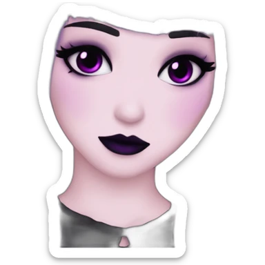 Elissabat -with bangs -long-hair-dark-plumpurple-and-black-vampire-goth-makeup-pinkeyes-romanticgothcloses- sticker