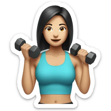 Asian gym girl with dumbells sticker