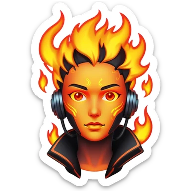 Fire cyberpunk outline neon sticker