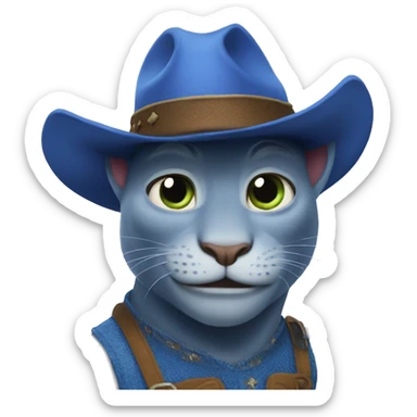 catlike blue Shrek with rodeo hat sticker
