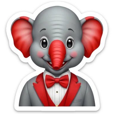 Elephant clown with big bowtie sticker