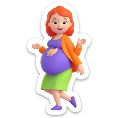 pregnant child, expressive, vibrant, emoji-like, bright colors, joyful expression sticker