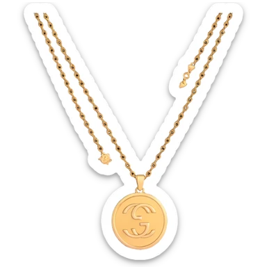 luxury gold Gucci chain necklace with pendant sticker