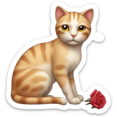 Cat with withered rose sticker