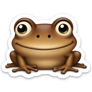 Brown frog smiling and cute sticker