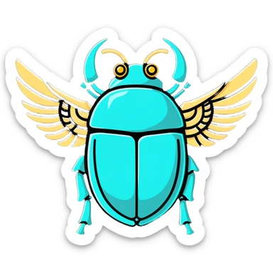 ancient Egyptian scarab beetle with metallic mechanical wings sticker