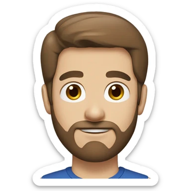 man, short brown hair, big nose, hazel eyes, white, no moustache, beard sticker