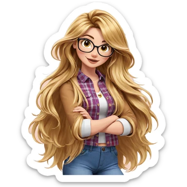 smiling girl with long hair sticker