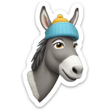 Donkey wearing a chapka sticker