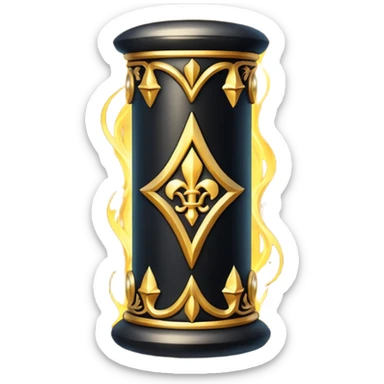 gothic obsidian pillar with golden details and a baroque and mystic atmosphere and glowing arcane sigils sticker