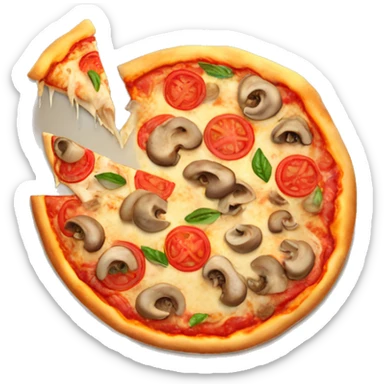 pizza with mushrooms and tomatoes sticker