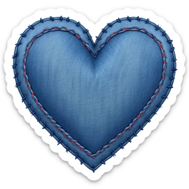 heart with a stitched denim border sticker