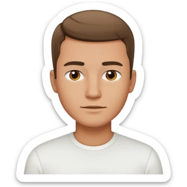 Ai create iPhone emoji, With hair comma hair short, Male, and make white shirt sticker